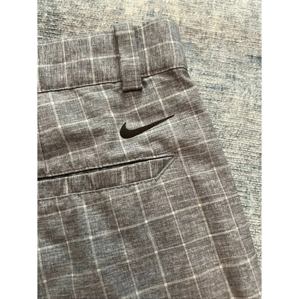 Nike Golf Dove Gray Windowpane Plaid Dri-FIT Tour Performance Shorts Men's 36
